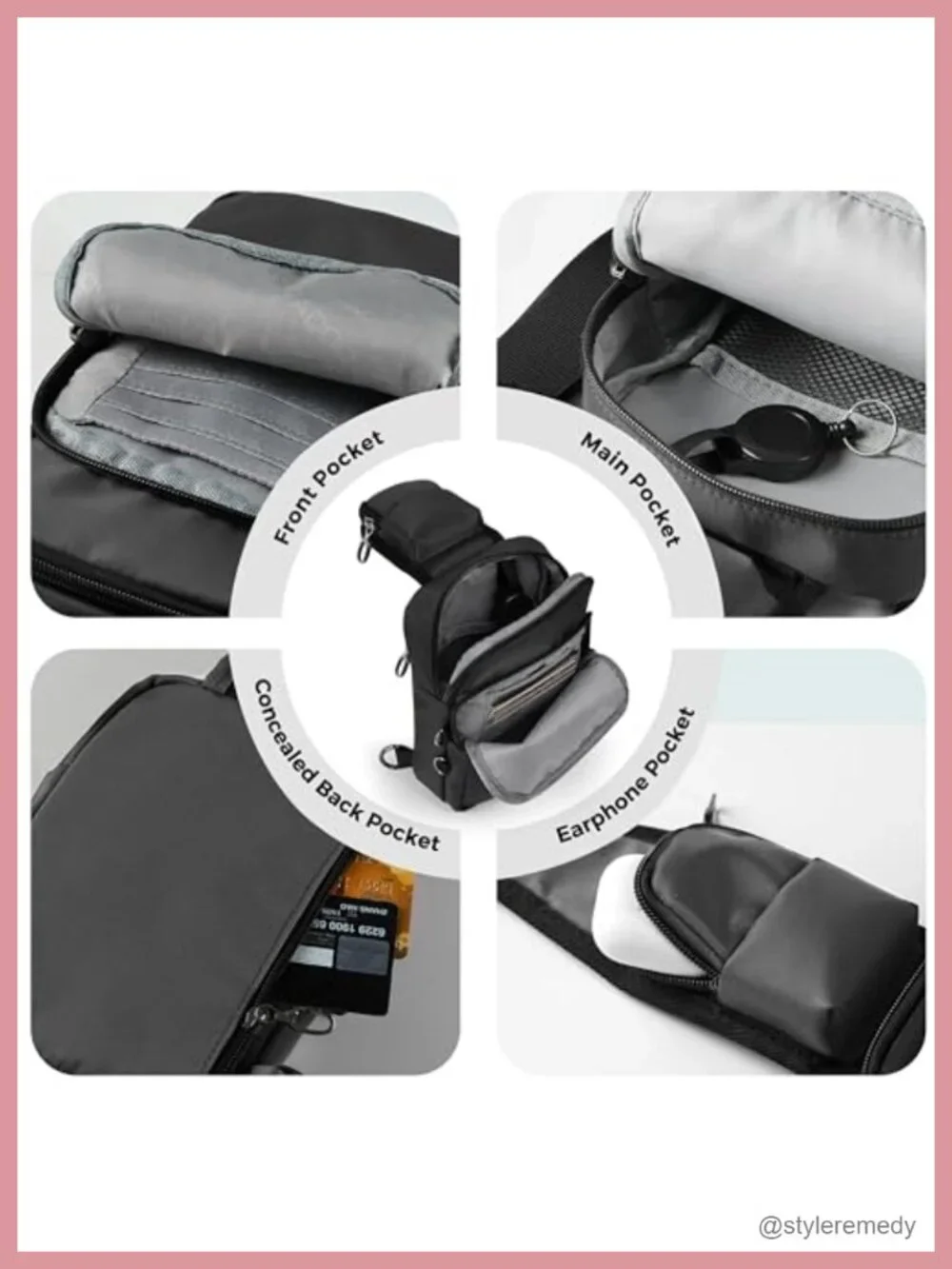 RFID Blocking Anti Theft Crossbody Sling Bag with Zipper Lock Water Resistant